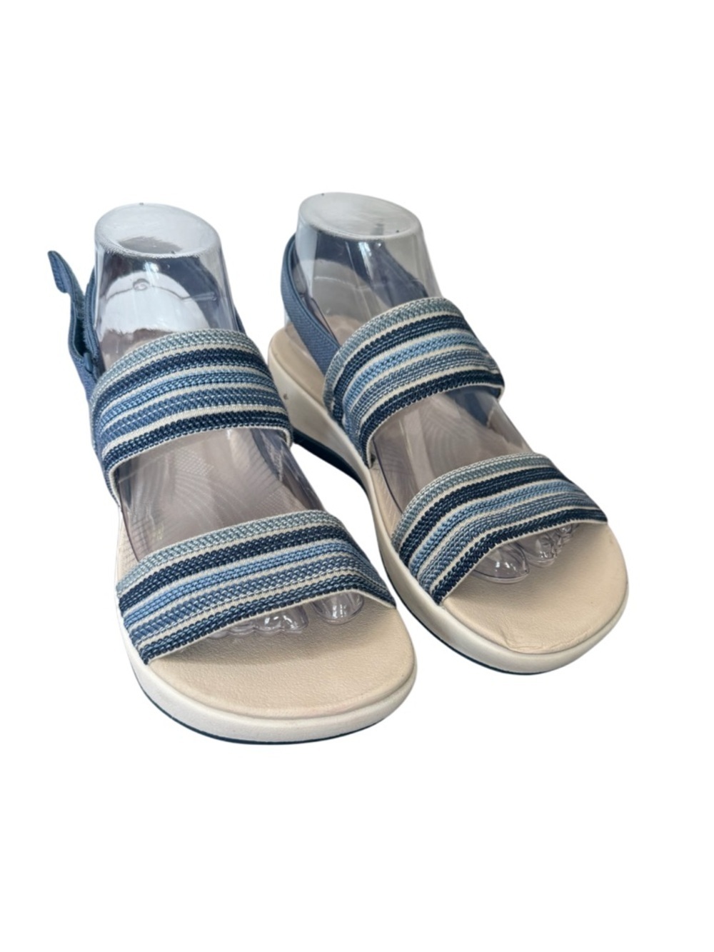 Clarks Cloudsteppers Arla Stroll Women’s Blue Striped Comfort Sandals-Size 7.5 W
